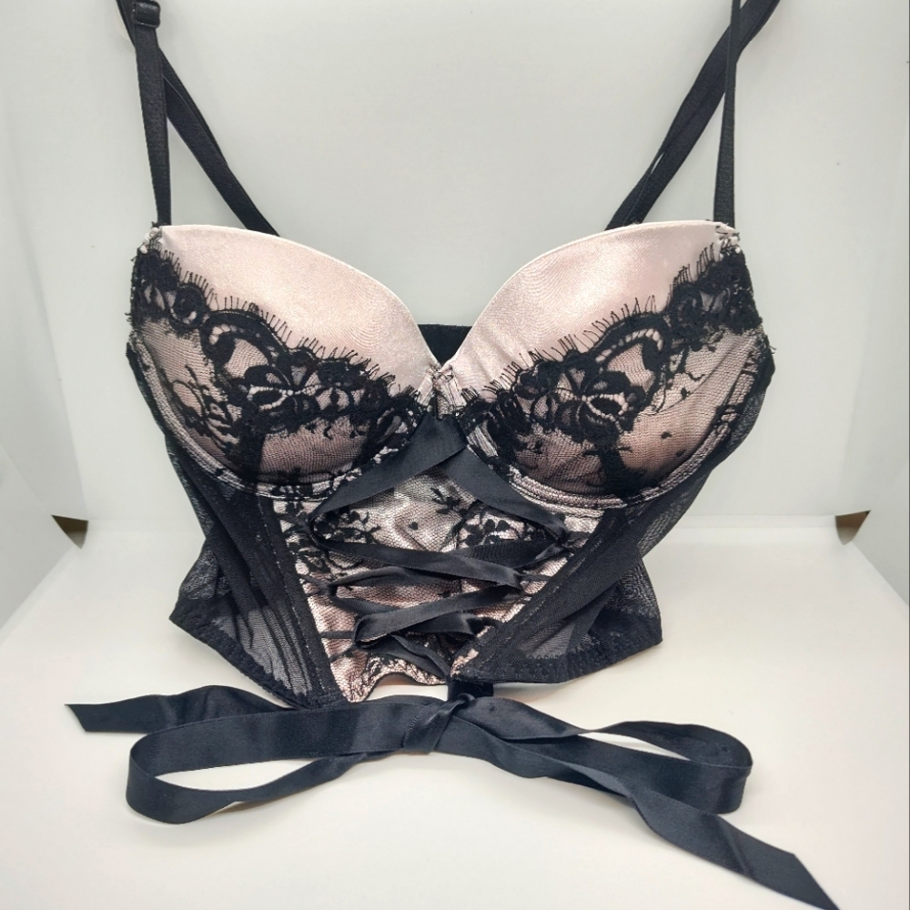 Bustier- pink with black lace 36B